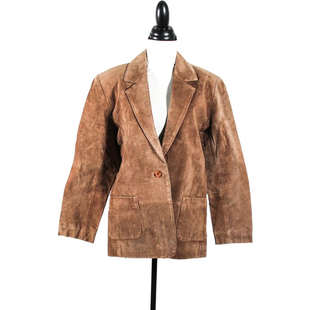 Vintage 1990s Grunge Aesthetic Tan 100% Genuine Leather Sueded